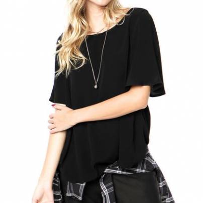 Blusa Rovitex Good Morning Preta/Off-white